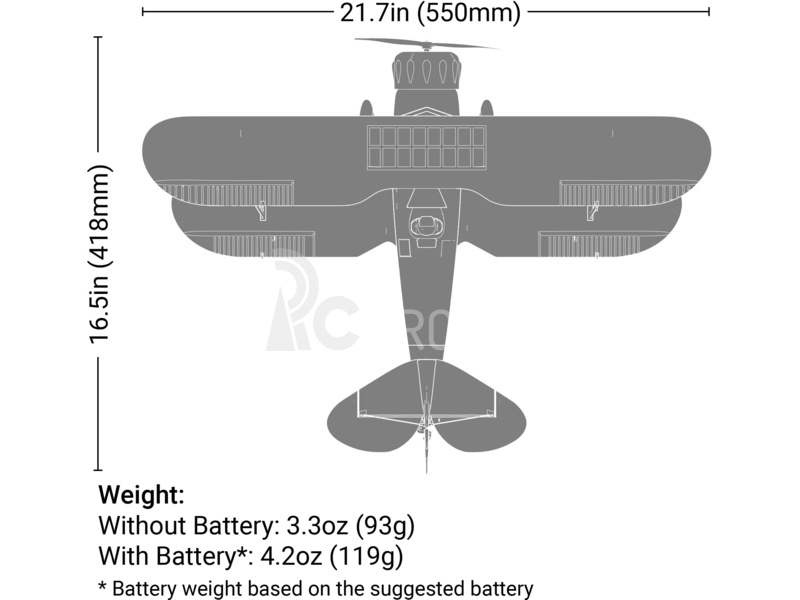 E-flite Waco 0.55m SAFE Select BNF Basic, žlutá