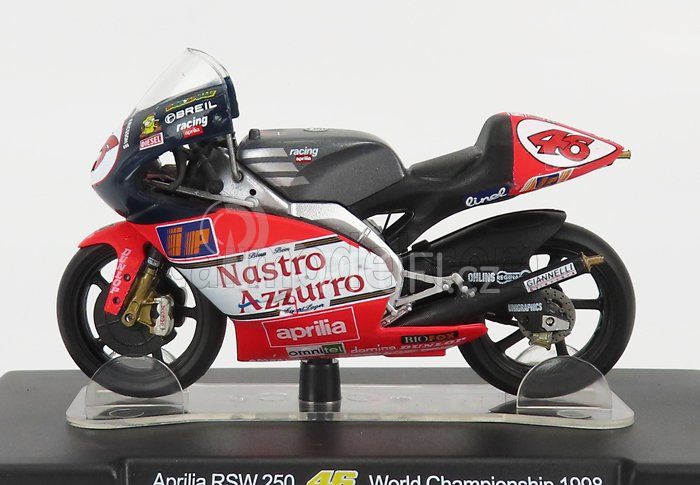 Edicola Aprilia Rsw 250cc N 46 Season 1998 Valentino Rossi 1:18 Červená Bílá Černá