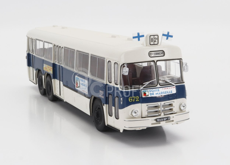 Edicola Berliet Pbr10 Autobus Foire De Marseille 3-assi 1958 1:43 Bílá Modrá