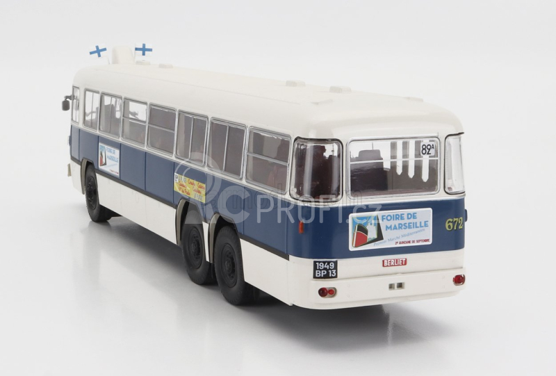 Edicola Berliet Pbr10 Autobus Foire De Marseille 3-assi 1958 1:43 Bílá Modrá