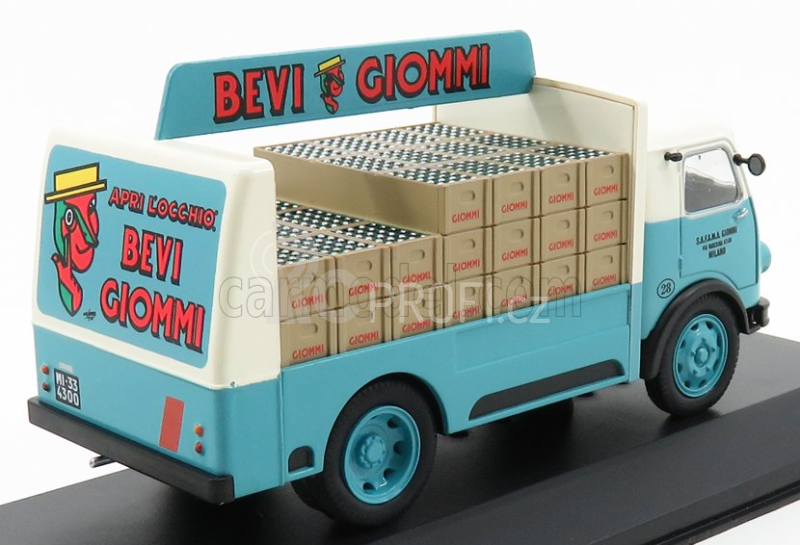 Edicola Om fiat Leoncino Truck Portabottiglie Giommi 1957 1:43 Světle Modrá Krémová