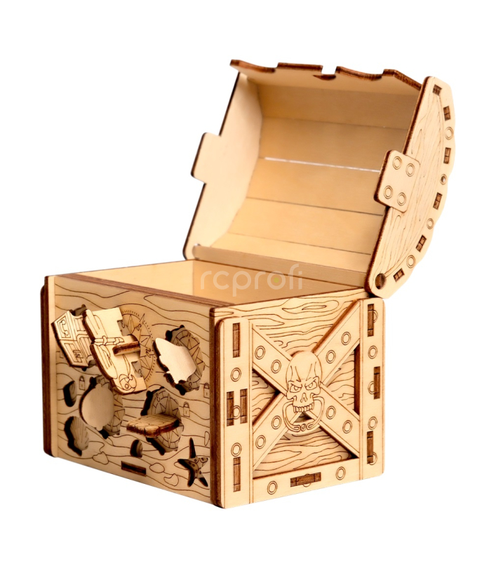 EscapeWelt 3D dřevěná skládačka Pirate's Treasure Chest Box složená