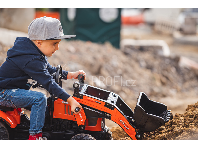 FALK - Šlapací traktor Kubota s nakladačem, rypadlem a vlečkou