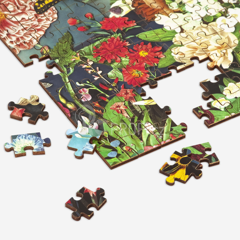 Galison Dřevěné puzzle zahrada motýlů 144 dílků