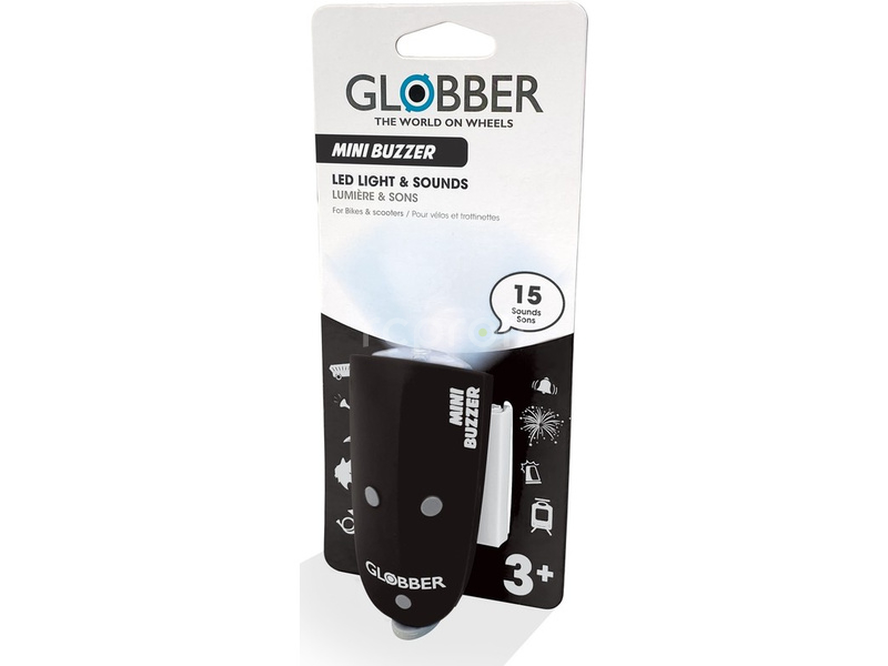 Globber - Mini Buzzer světlo se zvonkem Black