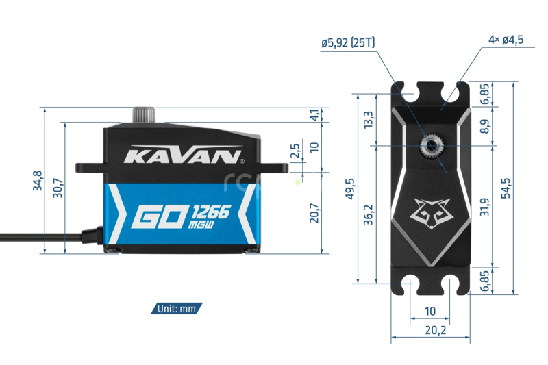 GO-1266MGW digitální servo (0.10s/60°, 60kg.cm)