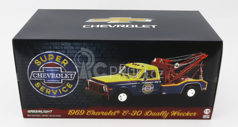 Greenlight Chevrolet C-30 Truck 1969 Odtahový vůz 1:18, modrožlutá