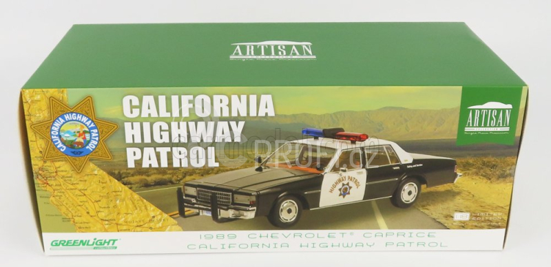 Greenlight Chevrolet Caprice Police California Highway Patrol 1989 1:18 Černá Bílá