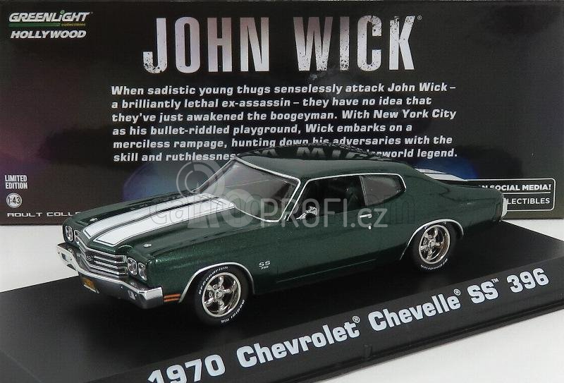 Greenlight Chevrolet Chevelle Ss 396 Coupe 1970 - John Wick Movie Ii 1:43 Zelená S Bílou