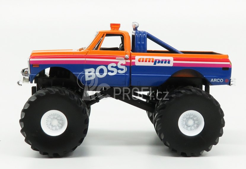 Greenlight Chevrolet K-10 Bigfoot Monster Truck Boss 1972 1:43 Oranžová Modrá