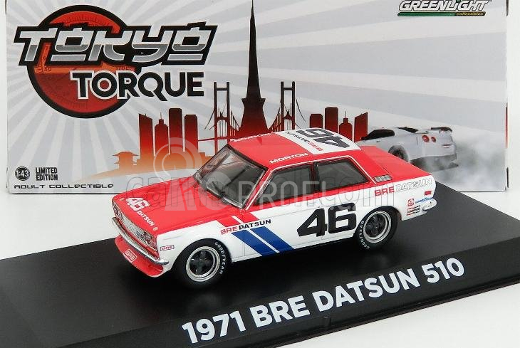 Greenlight Datsun 510 Brock Racing N 46 Tokyo Torque 1971 1:43 Červená Bílá