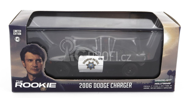 Greenlight Dodge Charger Coupe California Highway Patrol 2006 - The Rookie 1:43 Černá Bílá