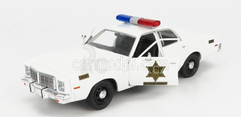 Greenlight Dodge Coronet 1975 - Hazzard County Sheriff - Police Patrol Car 1:24 Bílá