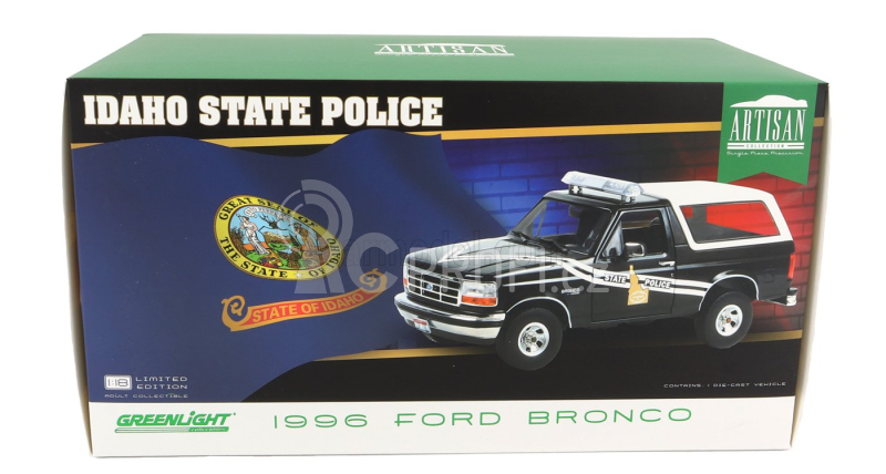 Greenlight Ford usa Bronco Idaho State Police 1996 1:18 Černá Bílá