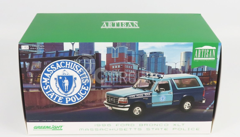 Greenlight Ford usa Bronco Xlt Massachusetts State Police 1996 1:18 2 Tóny Modré