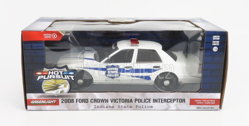 Greenlight Ford usa Crown Victoria Interceptor Indiana State Police 2008 1:24 Bílá