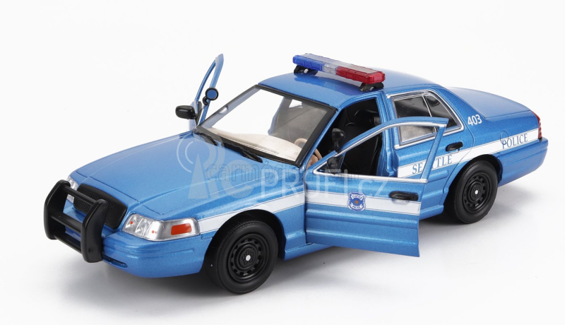 Greenlight Ford usa Crown Victoria Police Interceptor Seattle 2001 1:24 Modrá Bílá