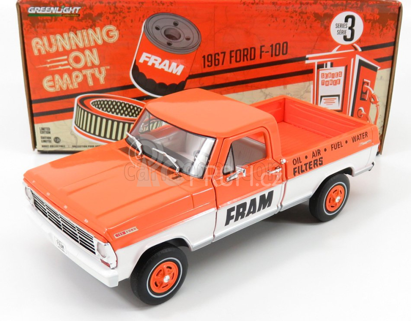 Greenlight Ford usa F-100 Pick-up Fram 1967 1:24 Oranžová Bílá