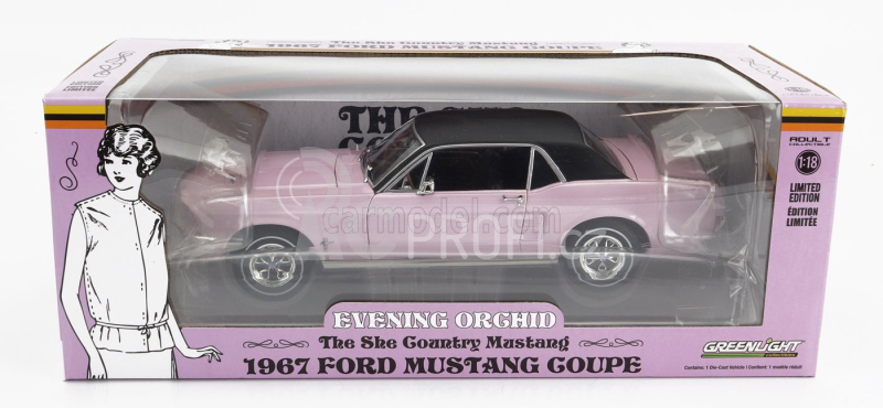 Greenlight Ford usa Mustang Coupe 1968 - The She Country Mustang 1:18, růžová