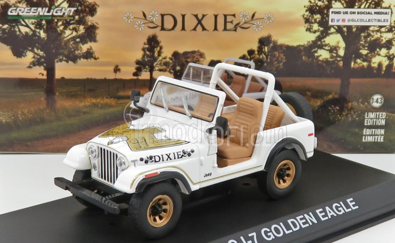 Greenlight Jeep Cj-7 Dixie Open 1979 - Look-a-like - The Dukes Of Hazzard 1:43 Bílá