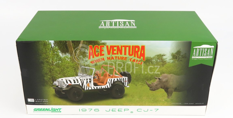 Greenlight Jeep Cj-7 Open 1976 - When Nature Calls - Ace Ventura - Movie 1995 1:18 Černá Bílá