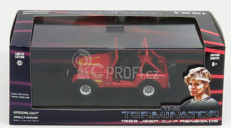 Greenlight Jeep Cj-7 Renegade Open 1983 - The Terminator 1:43 Červená Bílá