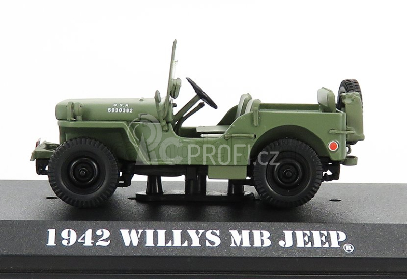 Greenlight Jeep Willys Mb Open 1942 - M-a-s-h 1:43 Vojenská Zelená