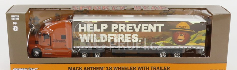 Greenlight Mack Anthem Truck 2019 - Help Prevent Wildfires Smokey Bear 1:64 Světle Hnědá Bílá