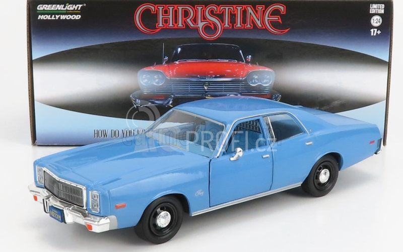 Greenlight Plymouth Fury 1977 - Christine Movie - Detective Rudolph Junkins 1:24 Světle Modrá