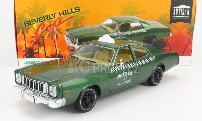 Greenlight Plymouth Fury Checker Cab Taxi 1976 - Beverly Hills Cop 1:18 Green Met