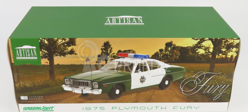 Greenlight Plymouth Fury Hazzard Police 1975 1:18 Zelená Bílá