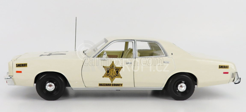 Greenlight Plymouth Fury Hazzard Police Hazzard County 1977 1:18 Bílá