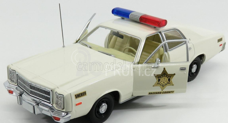 Greenlight Plymouth Fury Hazzard Police Rosco Patrol Car 1977 1:18 Bílá