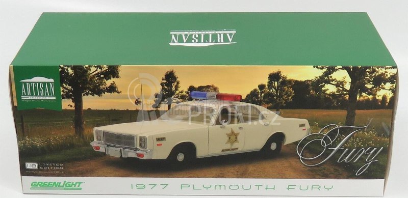 Greenlight Plymouth Fury Hazzard Police Rosco Patrol Car 1977 1:18 Bílá