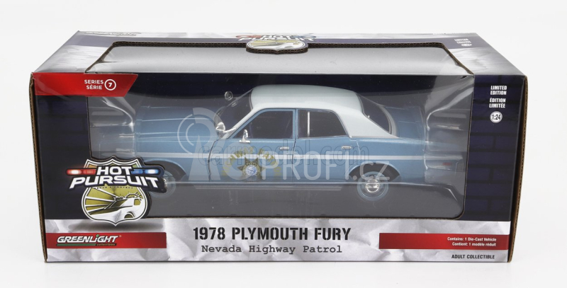 Greenlight Plymouth Fury Nevada Highway Patrol Police 1978 1:24 Světle Modrá