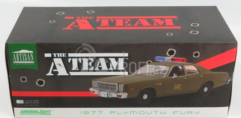 Greenlight Plymouth Fury U.s. Army Military Police 1977 - A-team 1:18 Vojenská Zelená