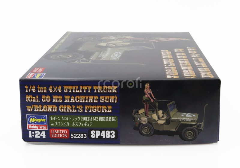 Hasegawa Jeep Willys Mb U.s 1/4 Ton 4x4 Military Utility Truck Machine Gun With Blond Girl Figure 1942 1:24 /