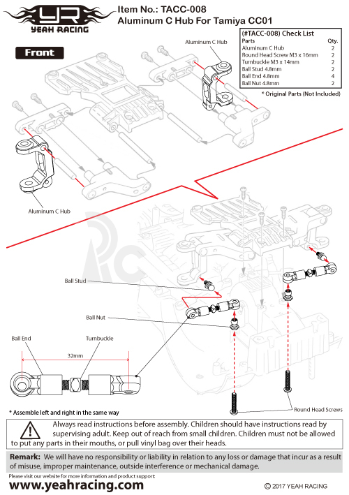 Hliníkový C držáky pro Tamiya CC-01