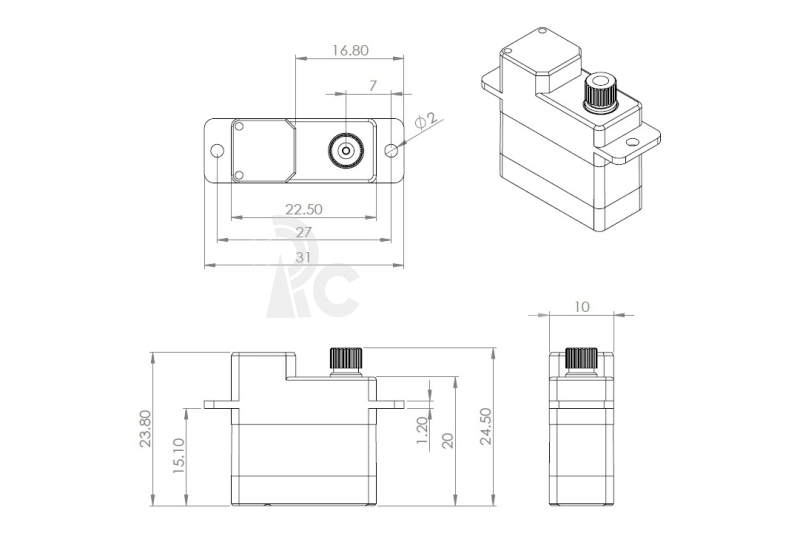 HV6100 (0.10s/60°, 3.4kg.cm)