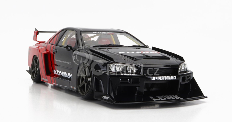 Ignition-model Nissan Skyline Er-34 Lb Works Super Silhouette Advan 1996 1:18 Černá Červená