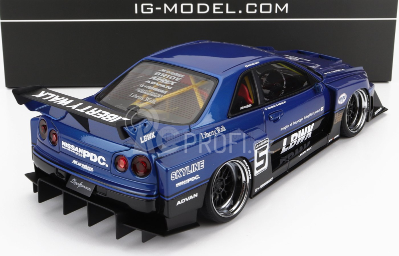 Ignition-model Nissan Skyline Lb-er34 N 5 Super Silhouette Lbwk 1996 1:18 Modrá Černá