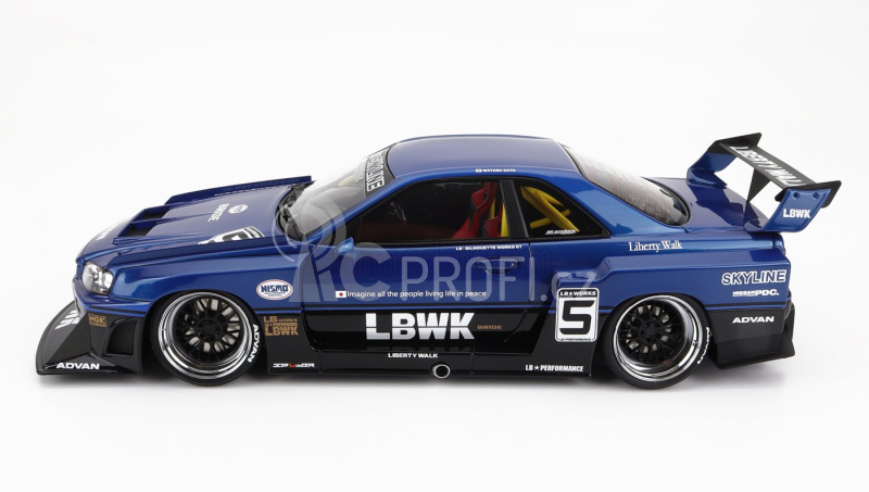 Ignition-model Nissan Skyline Lb-er34 N 5 Super Silhouette Lbwk 1996 1:18 Modrá Černá