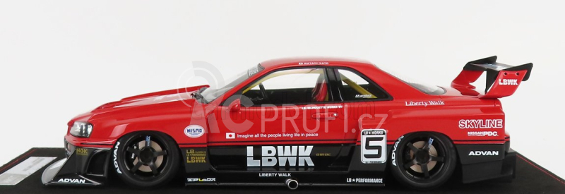 Inno-models Nissan Skyline Gt-r (r34) N 5 Lbwk Super Silhouette 2007 1:18 Červená Černá