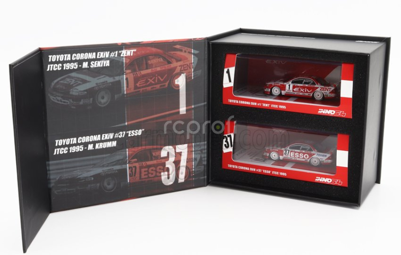 Inno-models Totota Set 2x Corona Exiv Zent N 1 Racing + Esso N 37 Racing 1995 1:64 Červená Bílá