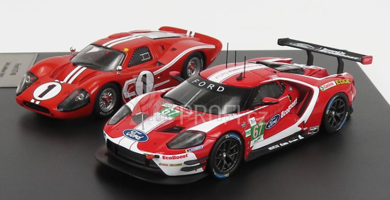 Ixo-models Ford usa Set 2x Gt Ford Ecoboost 3.5l Turbo V6 + Gt40 Mkiv 7.0l V8 1:43, červená