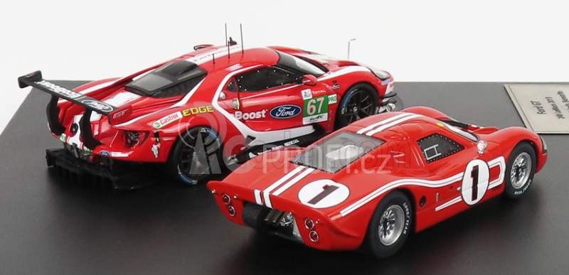 Ixo-models Ford usa Set 2x Gt Ford Ecoboost 3.5l Turbo V6 + Gt40 Mkiv 7.0l V8 1:43, červená