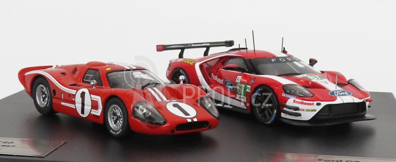 Ixo-models Ford usa Set 2x Gt Ford Ecoboost 3.5l Turbo V6 + Gt40 Mkiv 7.0l V8 1:43, červená