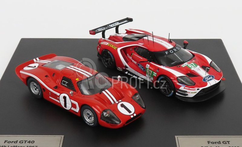 Ixo-models Ford usa Set 2x Gt Ford Ecoboost 3.5l Turbo V6 + Gt40 Mkiv 7.0l V8 1:43, červená