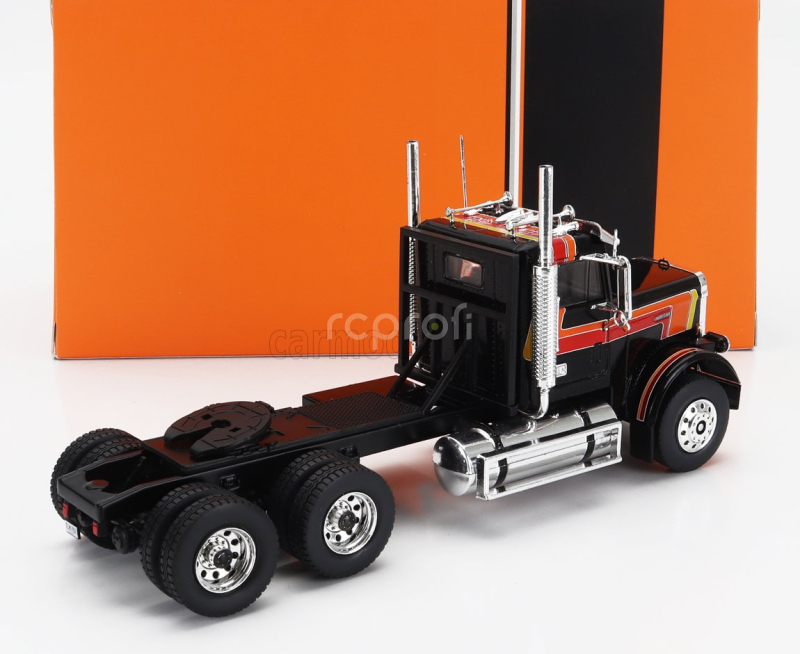 Ixo-models Freightliner Flc 120 64t Tractor Truck 3-assi 1977 1:43 Černá Červená Oranžová