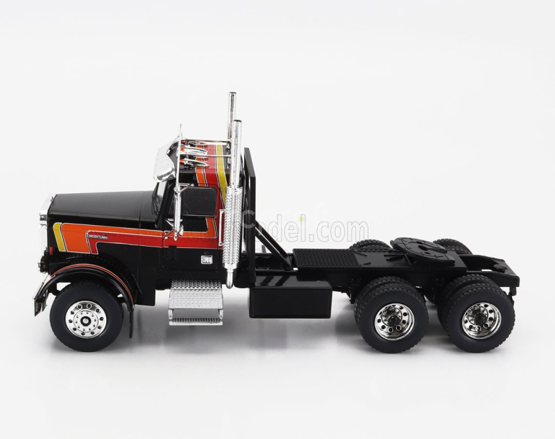 Ixo-models Freightliner Flc 120 64t Tractor Truck 3-assi 1977 1:43 Černá Červená Oranžová